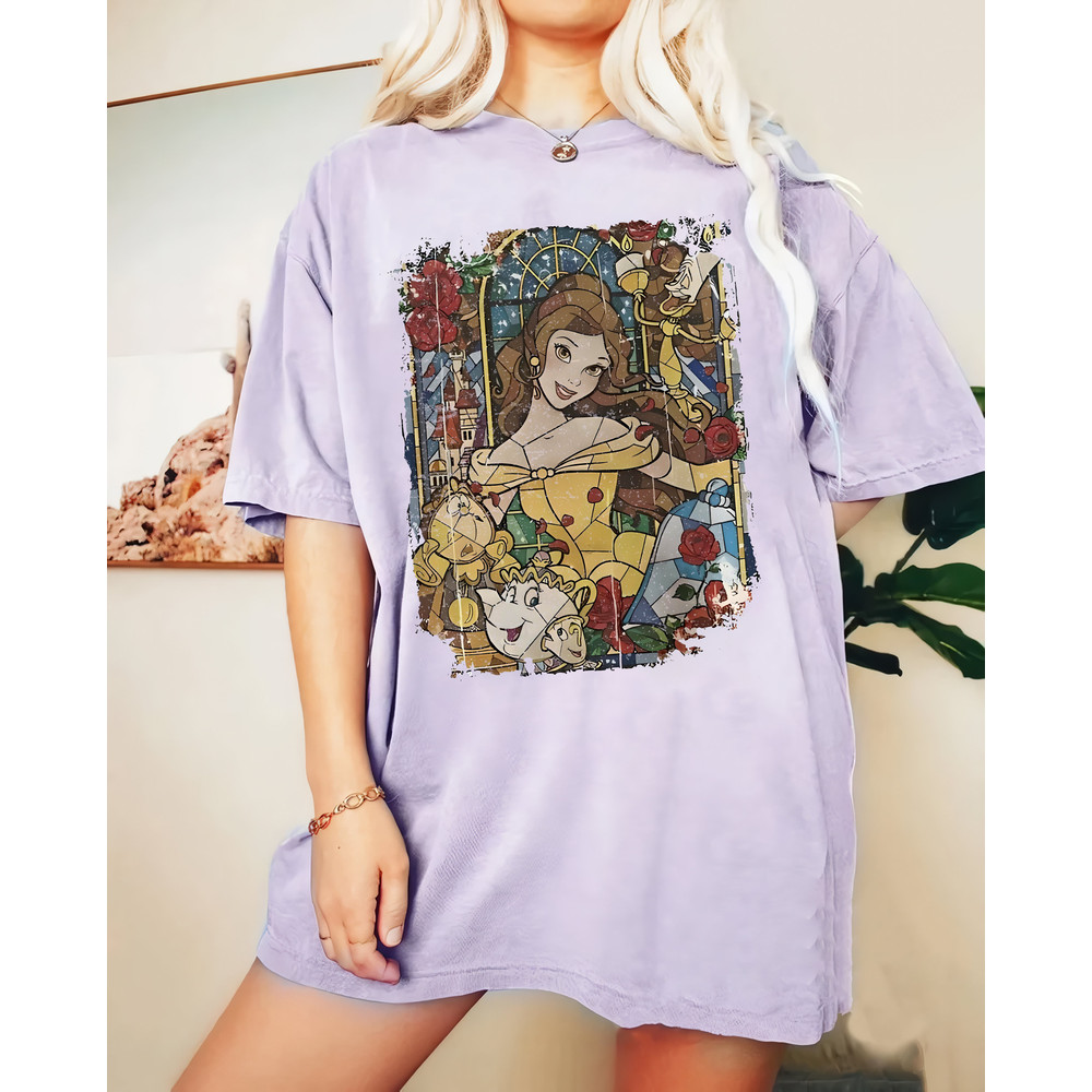 Retro Disney Belle Princess Watercolor Comfort Color Shirt, Disney Beauty and the Beast T-Shirt, Disney Girl Trip 2023 , Disney Princess Tee - 2.jpg