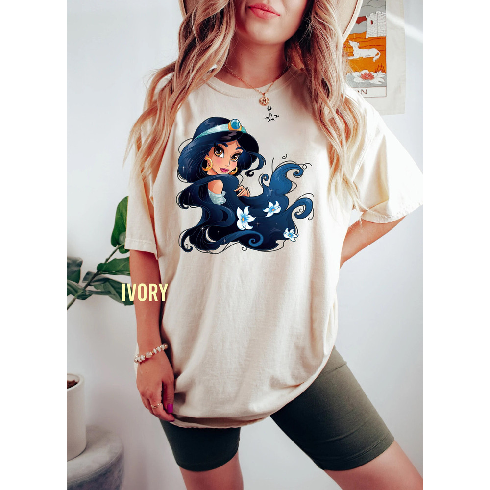 Retro Disney Jasmine Princess Graphic Comfort Color Shirt, Disney Jasmine Aladdin T-Shirt, Disney Girl Trip 2023 Tee, Disney Family Shirt - 1.jpg