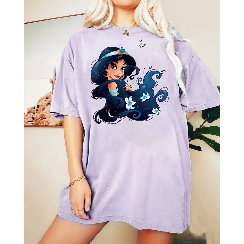 Retro Disney Jasmine Princess Graphic Comfort Color Shirt, Disney Jasmine Aladdin T-Shirt, Disney Girl Trip 2023 Tee, Disney Family Shirt - 3.jpg