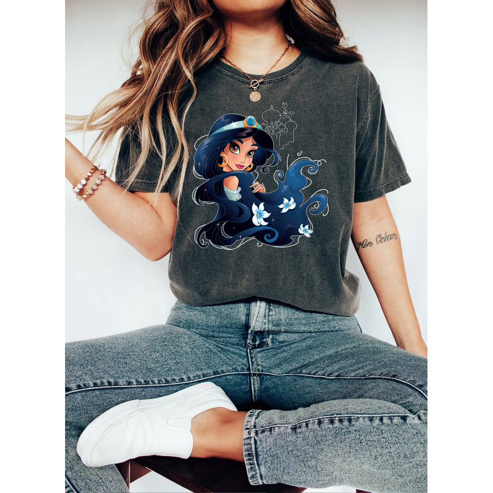 Retro Disney Jasmine Princess Graphic Comfort Color Shirt, Disney Jasmine Aladdin T-Shirt, Disney Girl Trip 2023 Tee, Disney Family Shirt - 5.jpg