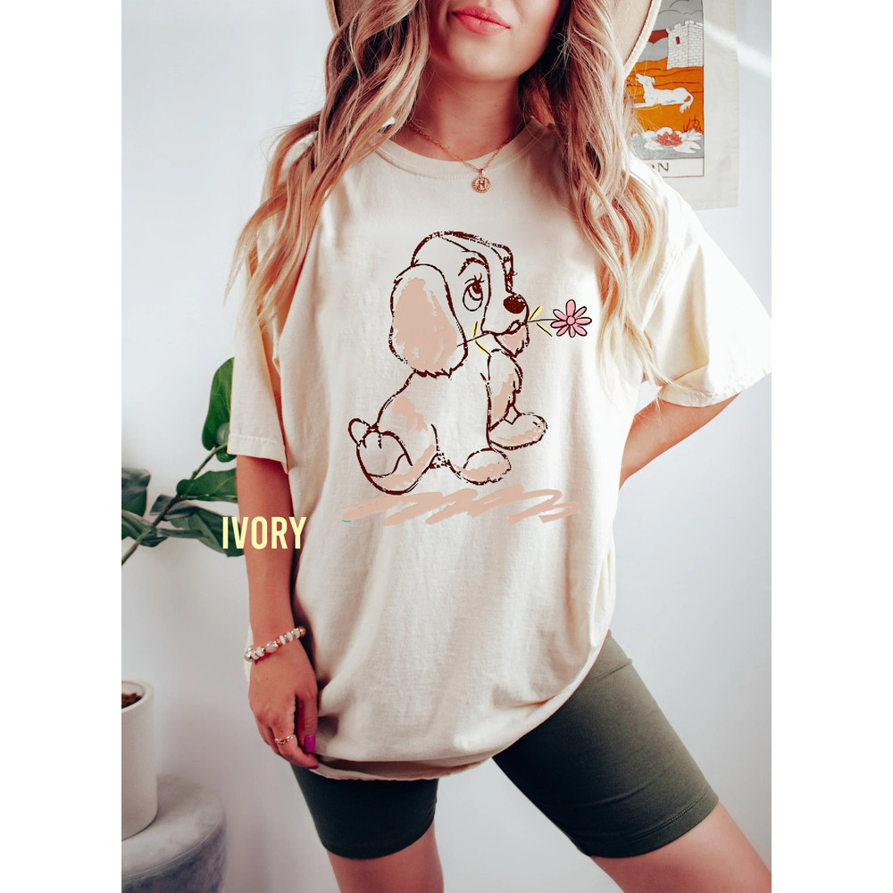 Retro Disney Lady and the Tramp Lady Puppy Sketch Comfort Color Shirt, puppy sketch Shirt, Animal Kingdom Tee, Disneyland Family Trip 2023 - 1.jpg
