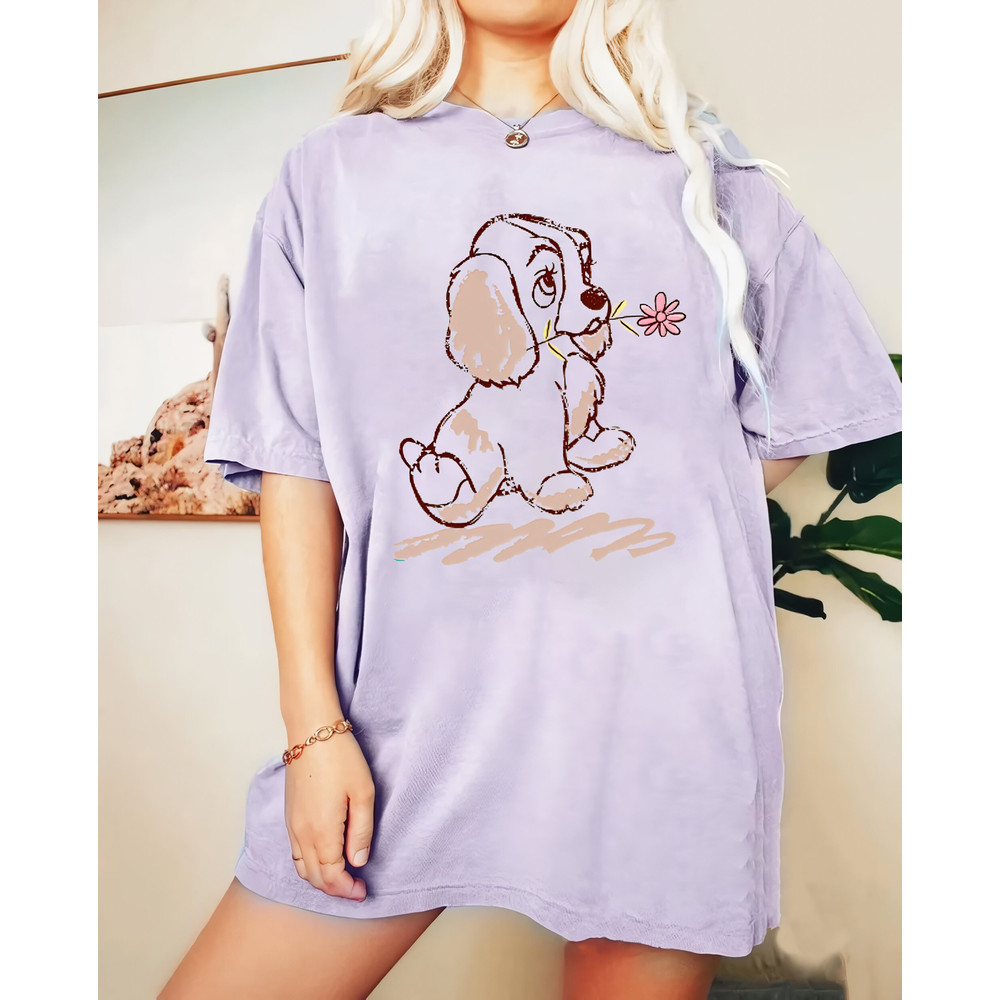 Retro Disney Lady and the Tramp Lady Puppy Sketch Comfort Color Shirt, puppy sketch Shirt, Animal Kingdom Tee, Disneyland Family Trip 2023 - 3.jpg