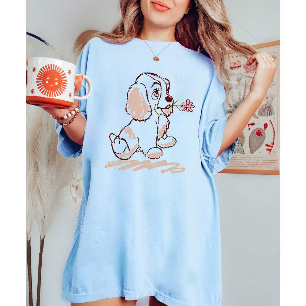 Retro Disney Lady and the Tramp Lady Puppy Sketch Comfort Color Shirt, puppy sketch Shirt, Animal Kingdom Tee, Disneyland Family Trip 2023 - 4.jpg