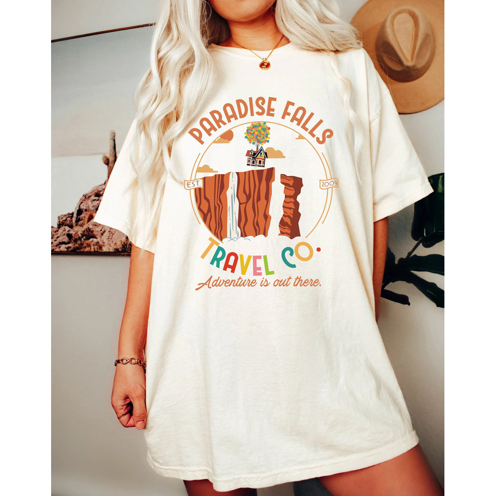 Retro Disney Pixar Up Movie Paradise Falls Travel Co Adventure is Out There Shirt, Disney Up Shirt, Disneyworld Shirts, Disney Family Shirts - 2.jpg