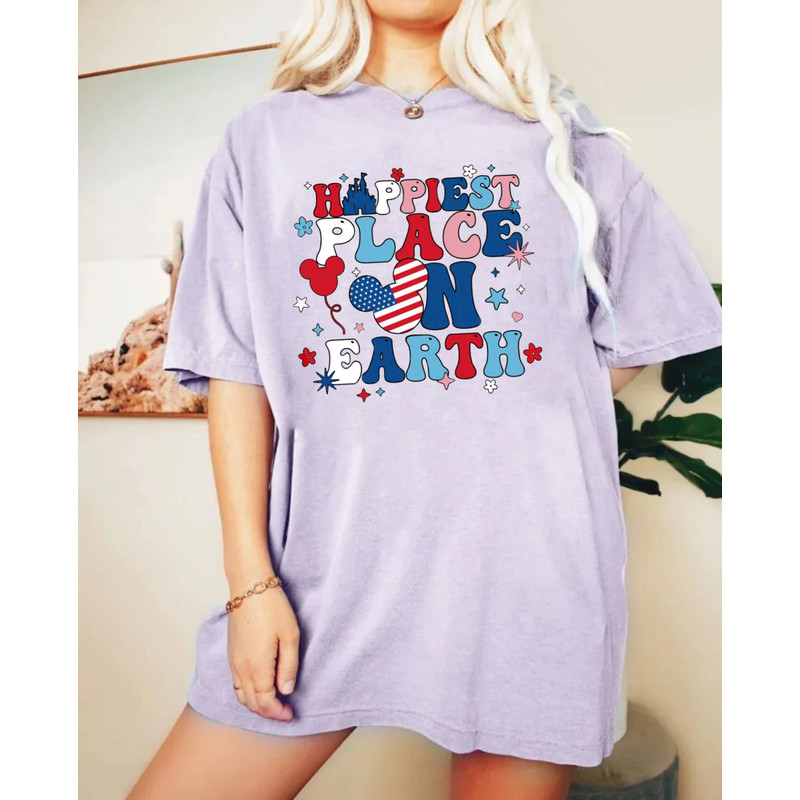 Disney Happiest Place On Earth 4th Of July Comfort Colors® Shirt, Disney Independence Day shirt, Disney America Shirt, Disney Patriotic Tee - 3.jpg