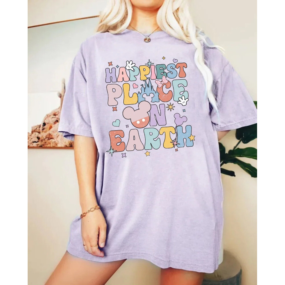 Disney Happiest Place On Earth Comfort Colors® Shirt, Colorful Vacay Shirt, Disney Vacation Shirt, Disneyworld Shirt, Disney Family Shirt - 3.jpg