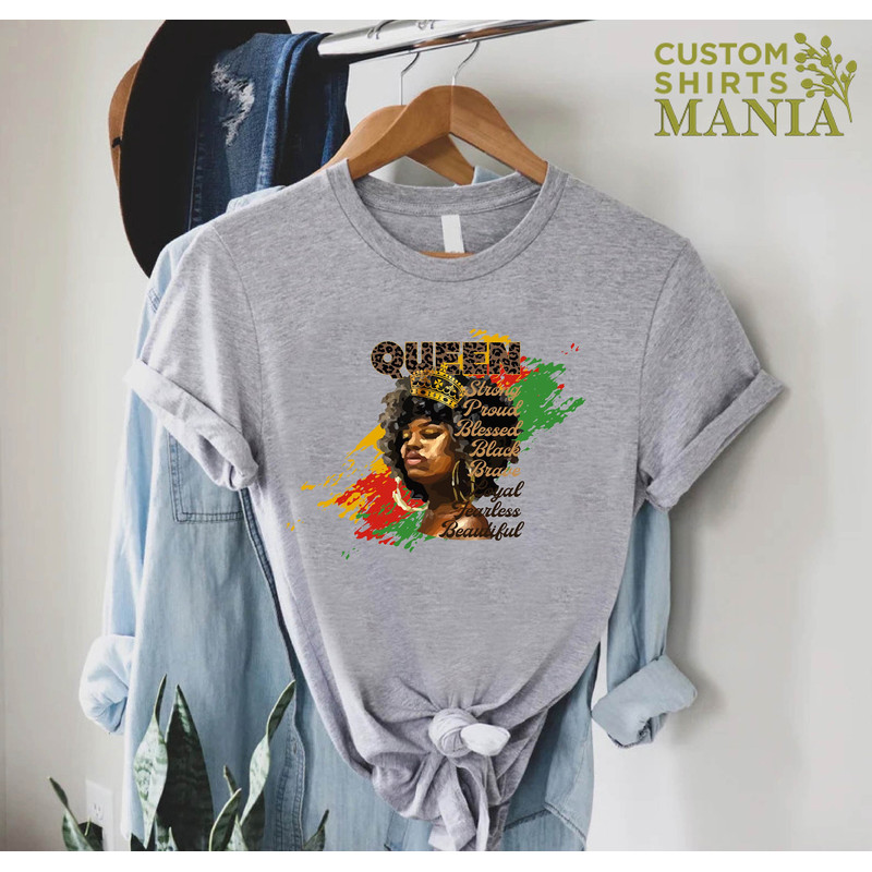 Black Queen Tshirt, Black Women Gift, Juneteenth T-Shirt, Black Women Shirt, Afro Lady Woman Tee, Strong Black Women, Black Girl Tee - 5.jpg
