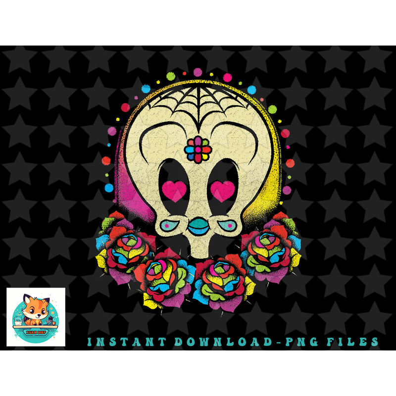 Looney Tunes Tweety Sugar Skull Floral png, sublimation, digital download.jpg