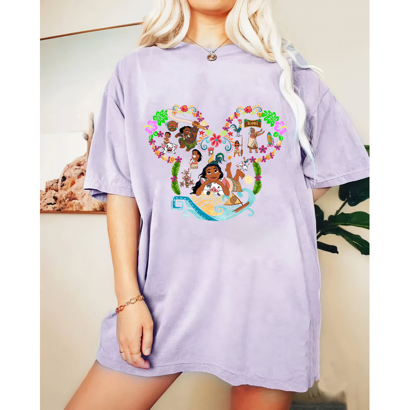 Retro Moana and Maui Mickey Ears Comfort Color Shirt, Disney Cool Moana T-Shirt, Moana Movie Crewnecks, Family Trip Tee, Moana Family Shirt - 2.jpg