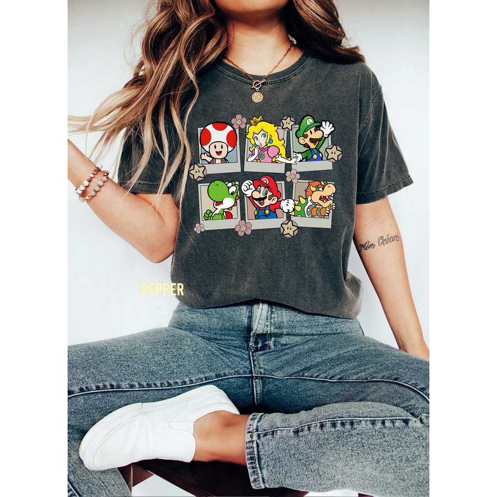 Retro Super Mario Comfort Color Shirt, Mario Game Cute Vintage, Kart Friends Tee, Super Mario Birthday Shirt, Mario & Friend Party - 2.jpg