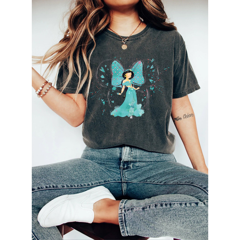 Retro Watercolor Jasmine Princess Comfort Color Shirt, Disney Jasmine Princess T-Shirt, Magic Kingdom Tee, Disneyworld Family Trip Shirt - 1.jpg