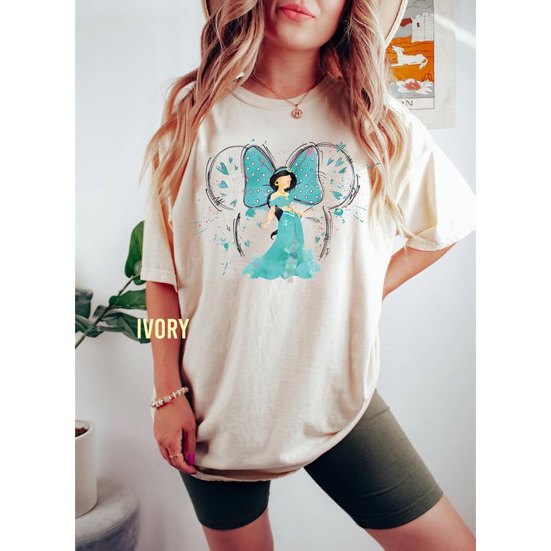 Retro Watercolor Jasmine Princess Comfort Color Shirt, Disney Jasmine Princess T-Shirt, Magic Kingdom Tee, Disneyworld Family Trip Shirt - 2.jpg