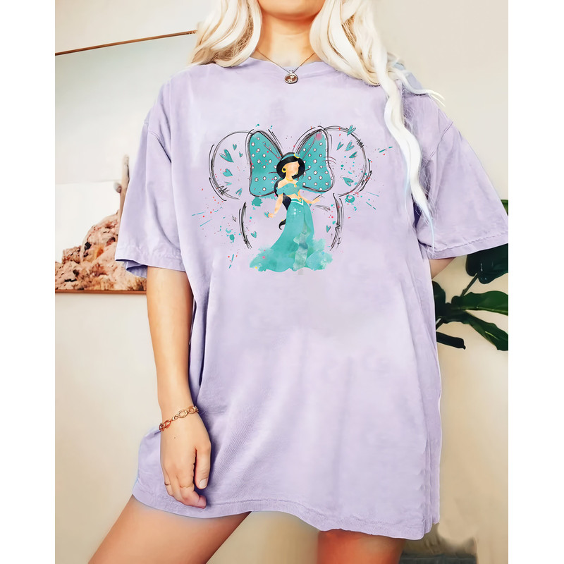 Retro Watercolor Jasmine Princess Comfort Color Shirt, Disney Jasmine Princess T-Shirt, Magic Kingdom Tee, Disneyworld Family Trip Shirt - 3.jpg