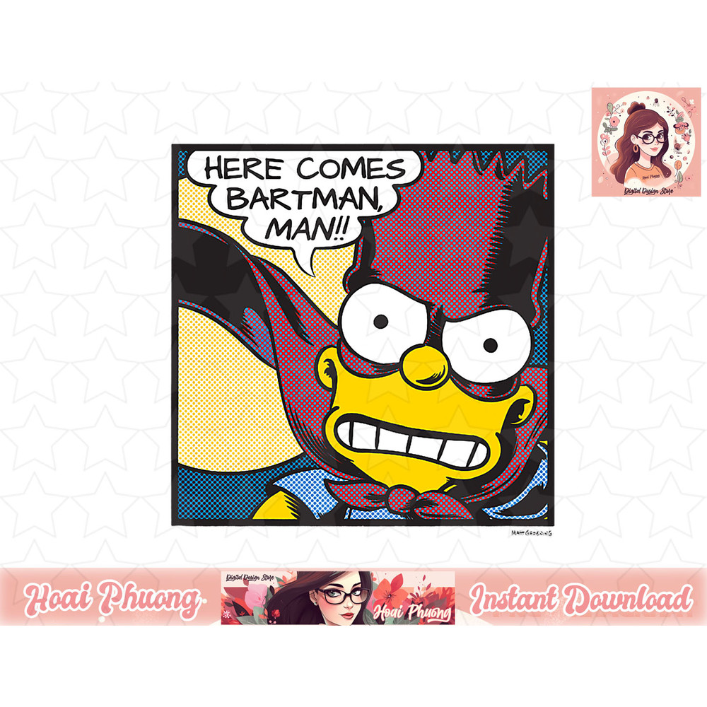 The Simpsons Bart Simpson Here Comes Bartman Comic png, instant download.jpg