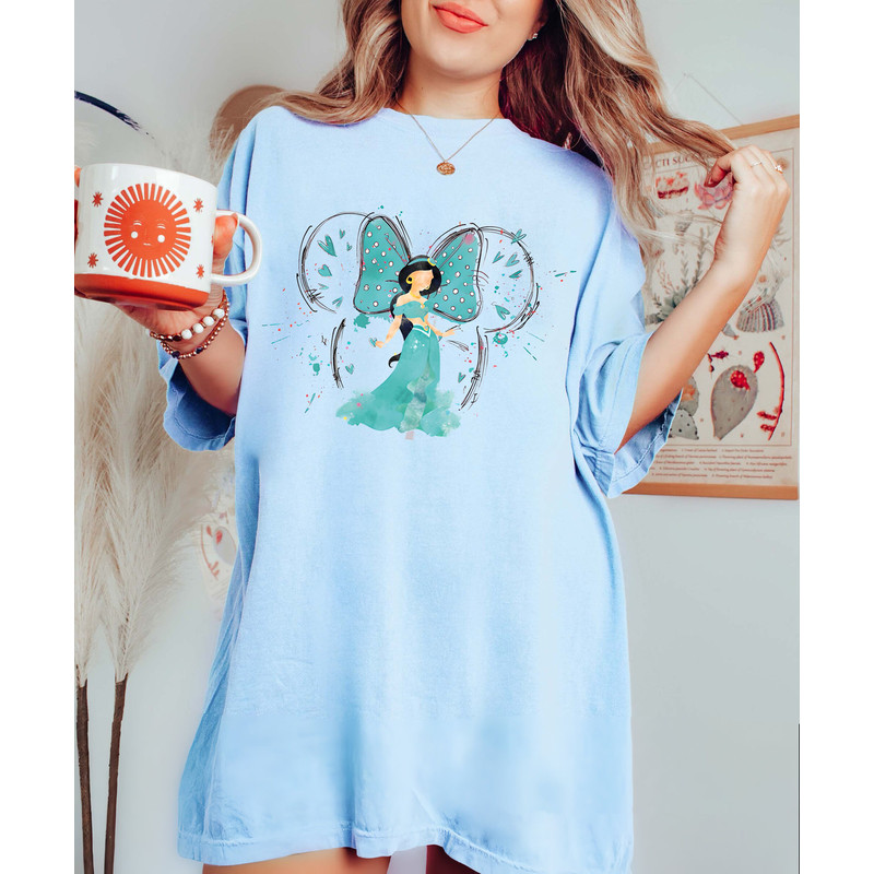 Retro Watercolor Jasmine Princess Comfort Color Shirt, Disney Jasmine Princess T-Shirt, Magic Kingdom Tee, Disneyworld Family Trip Shirt - 4.jpg