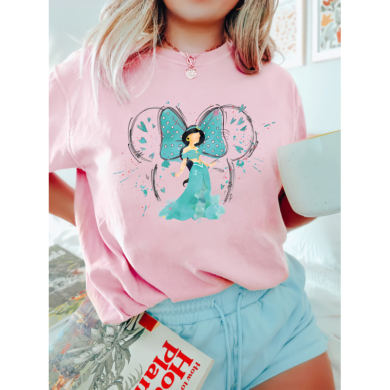 Retro Watercolor Jasmine Princess Comfort Color Shirt, Disney Jasmine Princess T-Shirt, Magic Kingdom Tee, Disneyworld Family Trip Shirt - 5.jpg