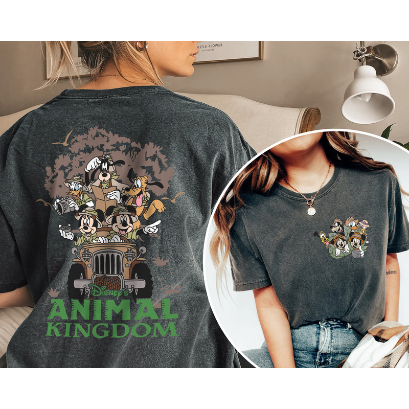Two-sided Vintage Disney Animal Kingdom Comfort Colors Shirt, Disney Family Trip Shirt, Safari 2023,Retro Mickey and Friends Safari Matching - 2.jpg
