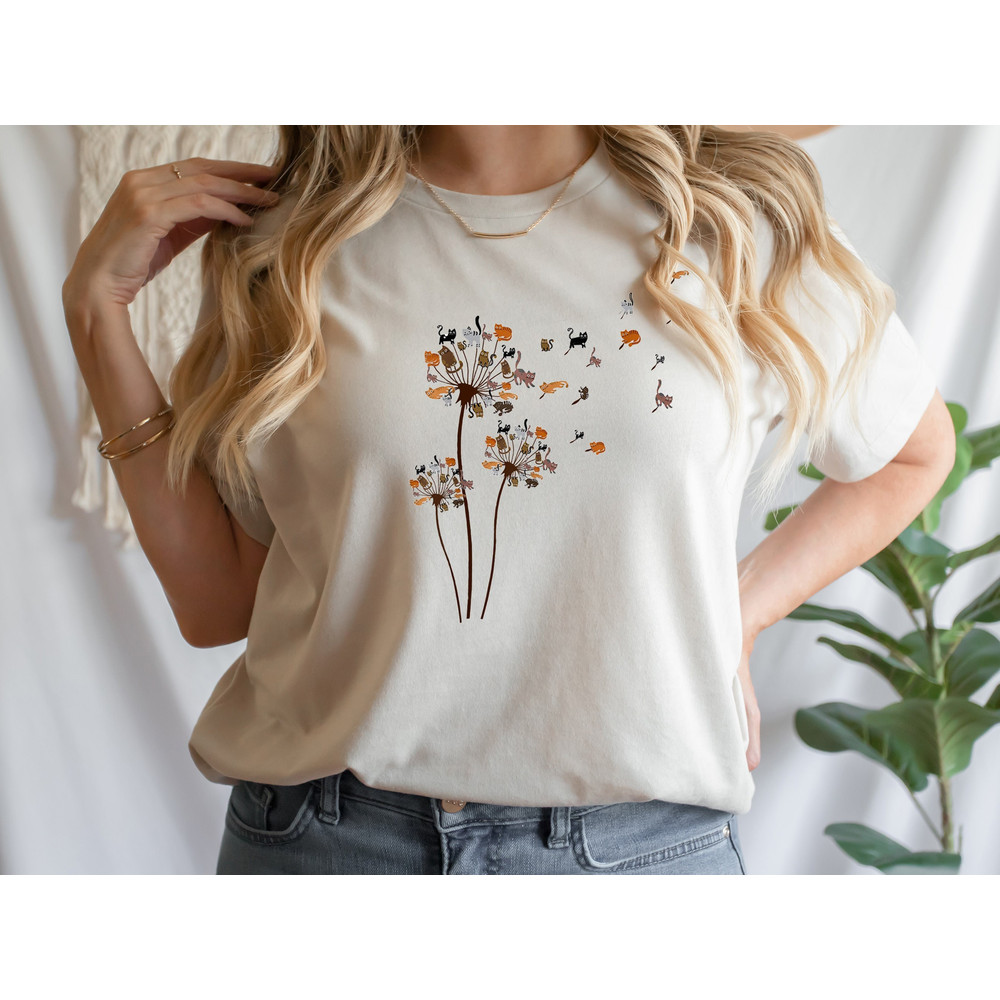 Cats Flower Fly Dandelion Shirt Cute Cat Lover T-Shirt - Cat Lover Gift, Funny Cat Shirt, Summer Shirt, Cool Cat, Cat Shirts - 1.jpg