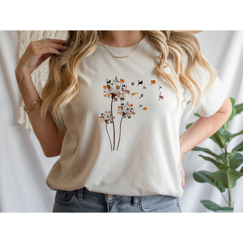 Cats Flower Fly Dandelion Shirt Cute Cat Lover T-Shirt - Cat Lover Gift, Funny Cat Shirt, Summer Shirt, Cool Cat, Cat Shirts - 1.jpg