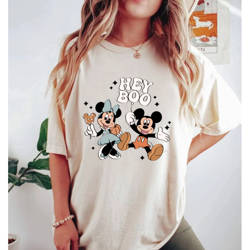 Hey Boo Mickey Minnie Comfort Colors® Shirt, Mickey Halloween Shirt, Pumpkin Mickey, Disney Spooky Season Shirt, Disney Halloween Shirt - 1.jpg
