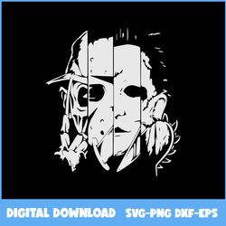 Freddy Jason Michael Myers and Leather Face Svg, Jason Svg, Horror Movie Character Svg, Halloween Svg, Ai Digital File