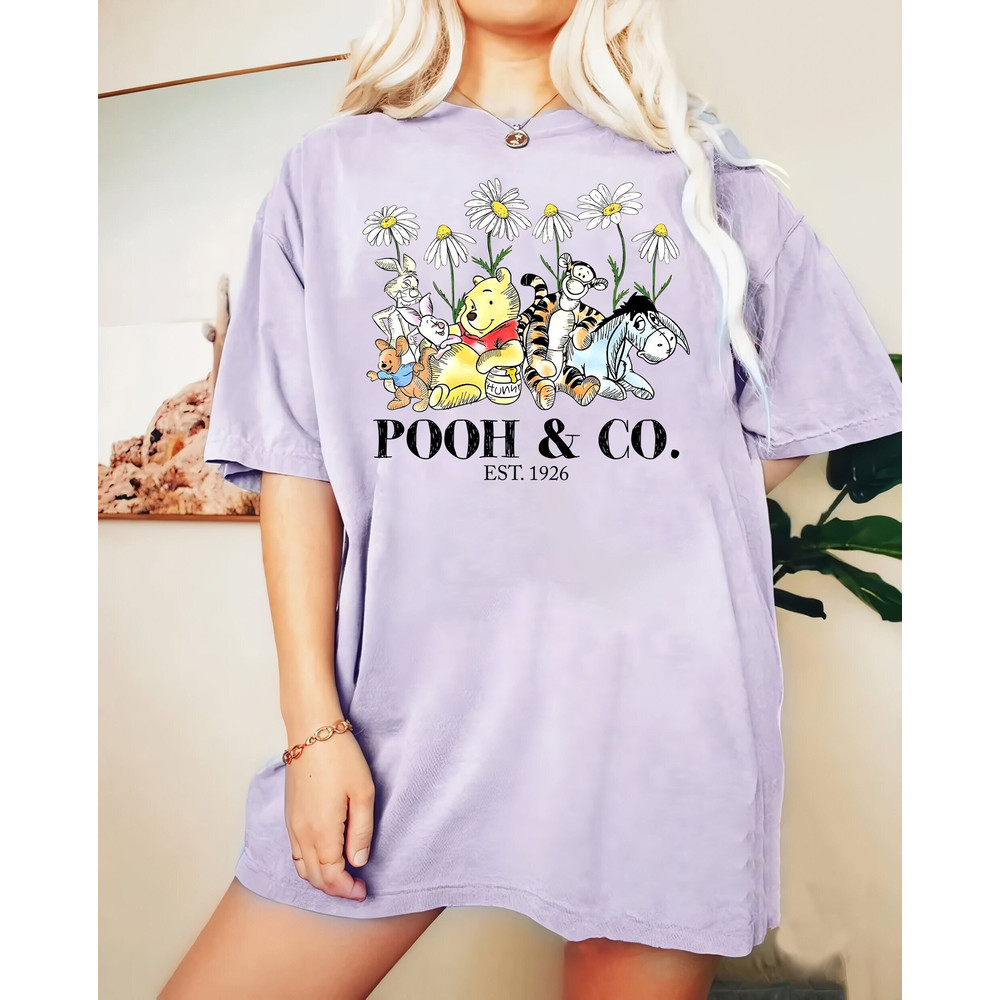 Vintage Disney Floral Pooh and Co Est 1926 Comfort Color Shirt, Pooh Bear and Friends Sketch T-Shirt, Retro Disney Pooh Bear Tee, Disneyland - 1.jpg