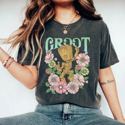 marvel guardians of the galaxy groot floral dance poster comfort shirt, disneyla
