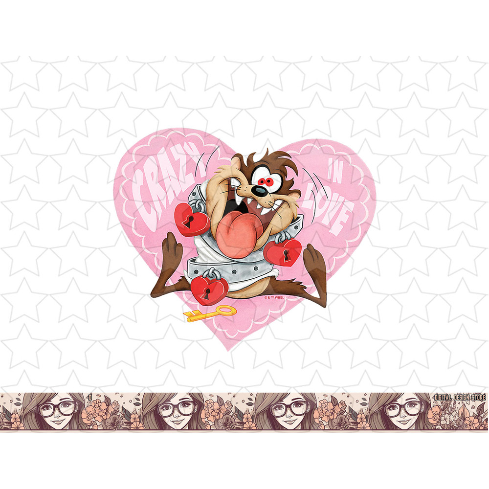 Looney Tunes Valentines Day Taz Crazy in Love png, sublimation, digital download .jpg