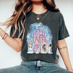 princess disney castle watercolor comfort shirt, disneyworld shirt, disney famil