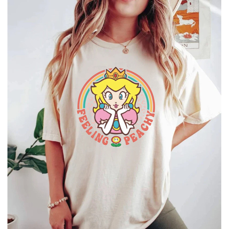 Princess Peach Mario Comfort Colors® Shirt, Feeling Peachy Shirt, Super Mario Shirt, Princess Peach Birthday Shirt, Girls Birthday Shirt - 2.jpg