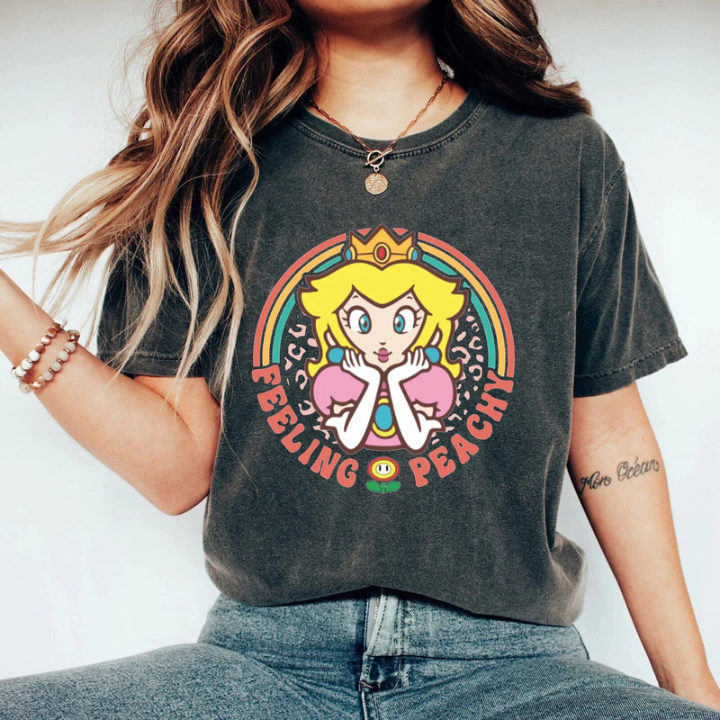 Princess Peach Mario Comfort Colors® Shirt, Feeling Peachy Shirt, Super Mario Shirt, Princess Peach Birthday Shirt, Girls Birthday Shirt - 3.jpg
