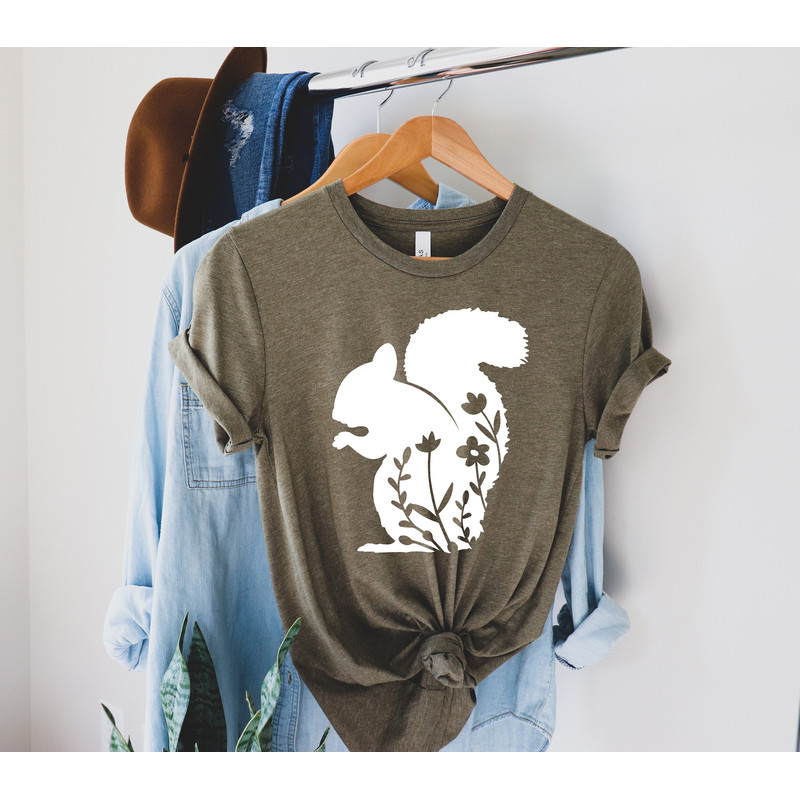 Floral Squirrel Shirt, Squirrel Tee, Cute Squirrel Shirt, Girl Squirrel Tee, Women's Squirrel Shirt, Squirrel Themed Party Tee - 4.jpg