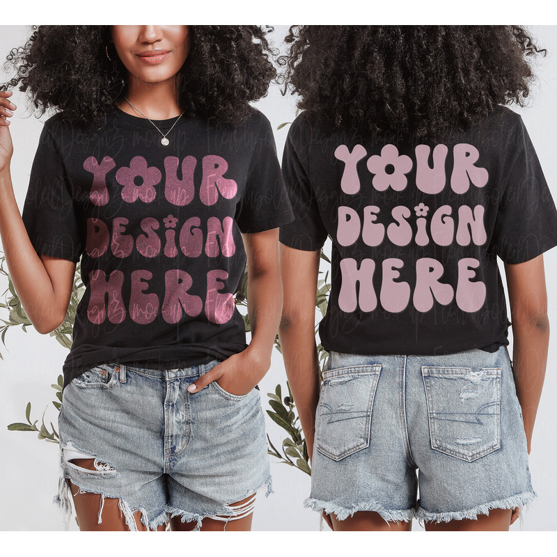 Front and Back Bella Canvas 3001 Black Flat Lay Mockup bella canvas 3001 mockup T-shirt Mockup Unisex Tee Mockup grey tee mockup - 1.jpg