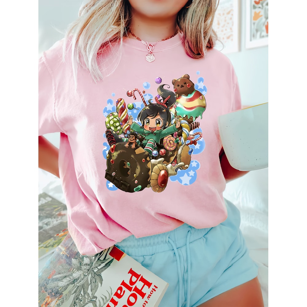 Vintage Disney Vanellope von Schweetz Candy World Comfort Color Shirt, Disney Wreck It Ralph Unisex T-Shirt, Disneyland Girl Trip 2023 Tee - 4.jpg