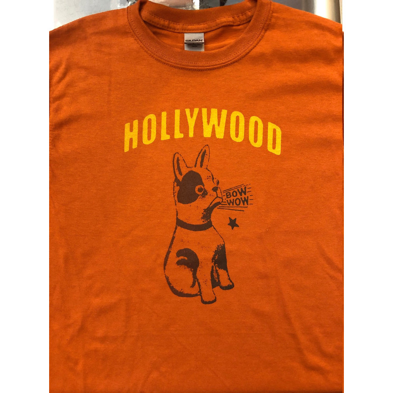 Hollywood California Cute Puppy Dog Screen Printed T Shirt in Men's Women's and Kids Sizes bulldog terrier mutt pug - 1.jpg