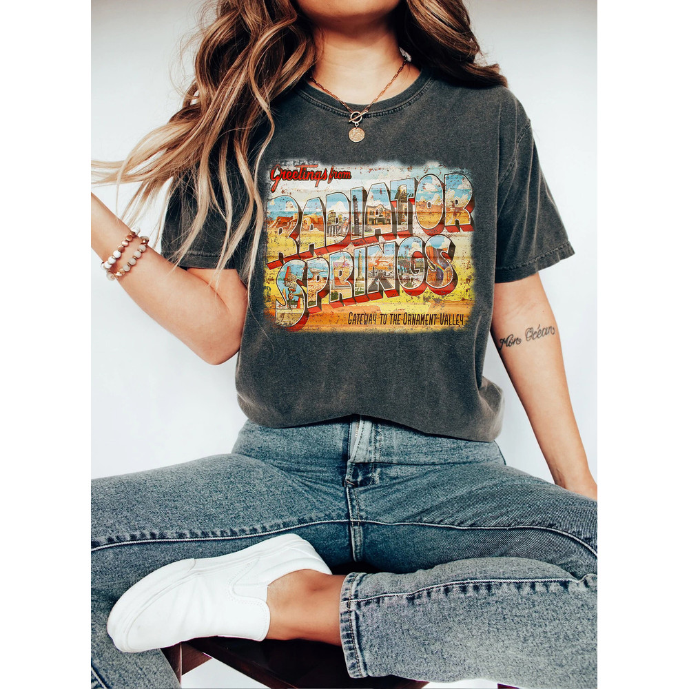 Vintage Greetings From Radiator Springs Comfort Color Shirt, Disney Cars Land T-Shirt, Retro Lightning McQueen Shirt, Cars Birthday Shirt - 2.jpg