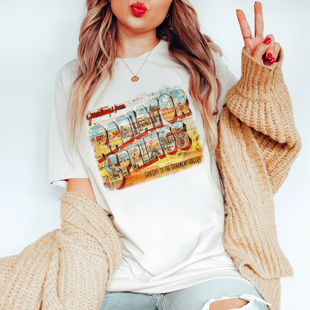 Vintage Greetings From Radiator Springs Comfort Color Shirt, Disney Cars Land T-Shirt, Retro Lightning McQueen Shirt, Cars Birthday Shirt - 3.jpg