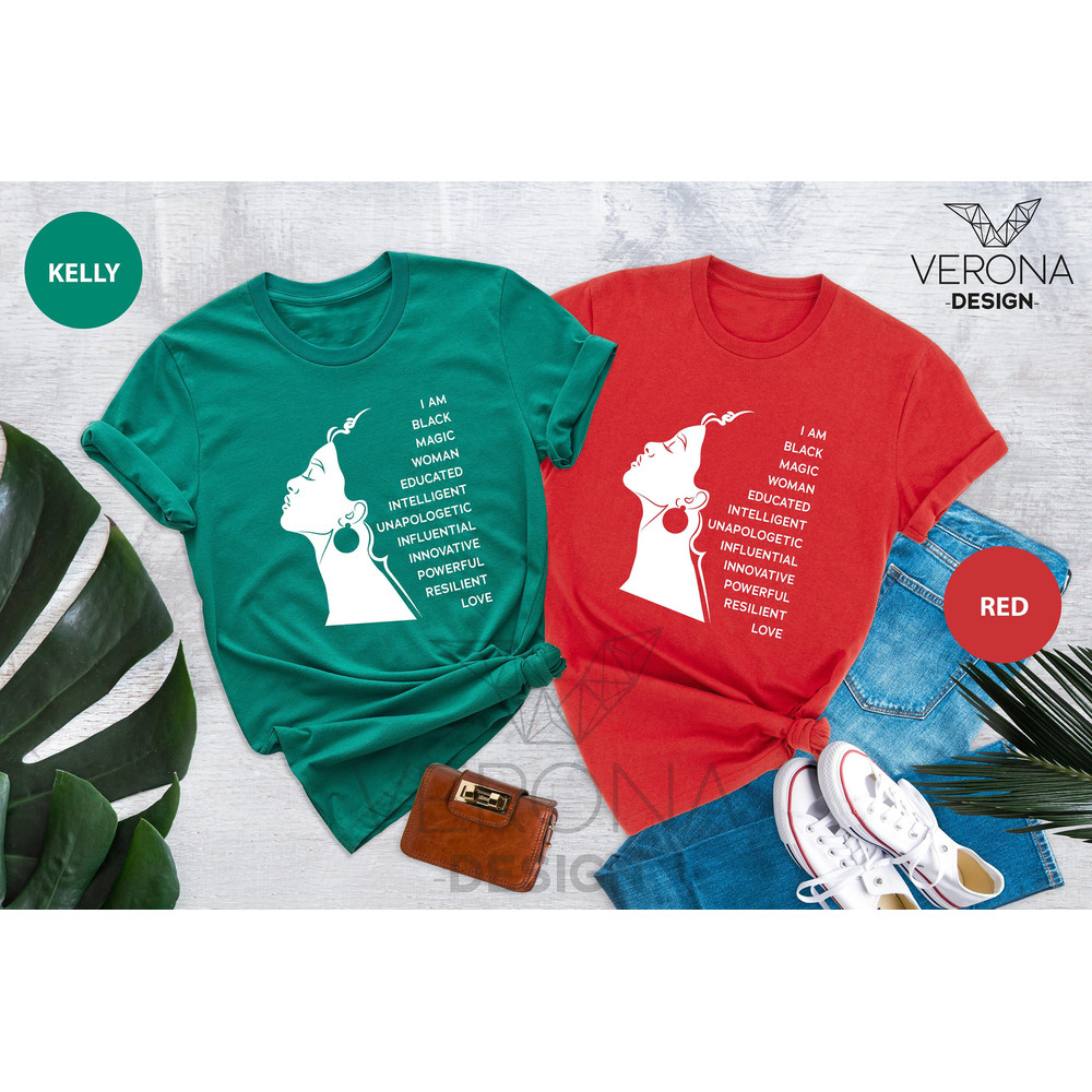 I Am Black Woman Shirt, African American Woman Shirt, Black Queen Shirt, Black History Month Shirts, Afro Woman Gift, Black Girl Magic Tee - 5.jpg