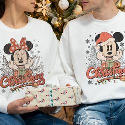 vintage mickey minnie christmas sweatshirt, disney couple christmas shirt, micke