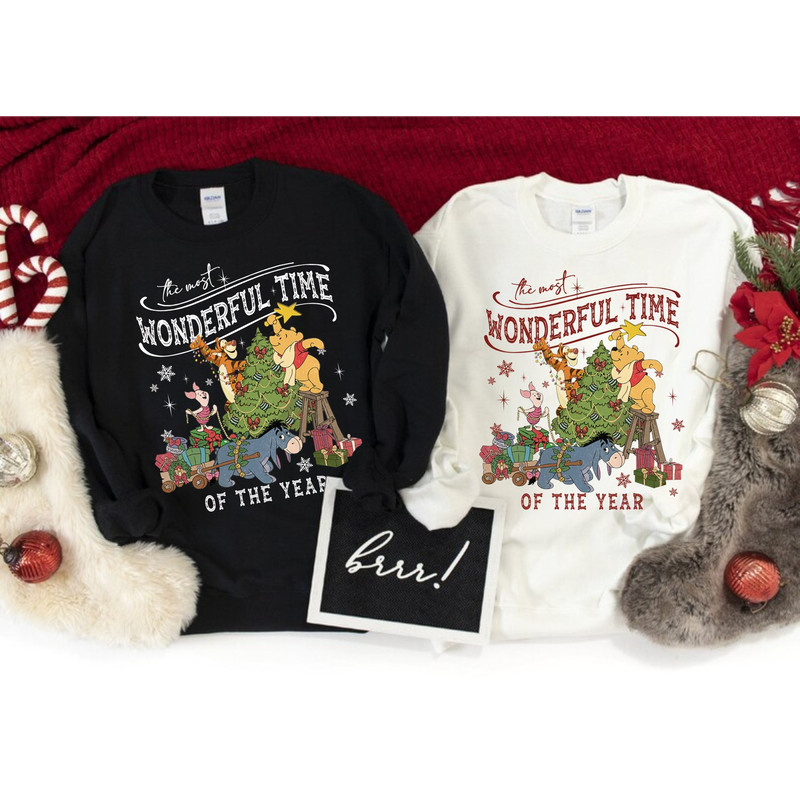 Winnie The Pooh Christmas Tree Sweatshirt, The Most Wonderful Time Of The Year Winnie The Pooh Christmas Lights Sweatshirt, Pooh Sweatshirt - 3.jpg