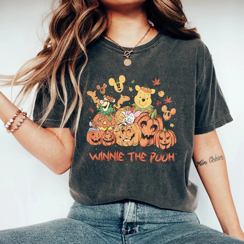 Winnie The Pooh Halloween Comfort Colors® Shirt, Pooh And Friends Pumpkin Shirt, Disney Spooky Season Shirt, Disney Halloween Party Shirt - 2.jpg