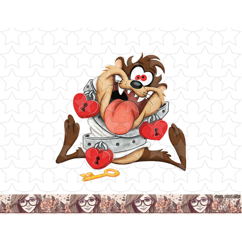Looney Tunes Valentines Day Taz Tied Up WIth Love png, sublimation, digital download .jpg