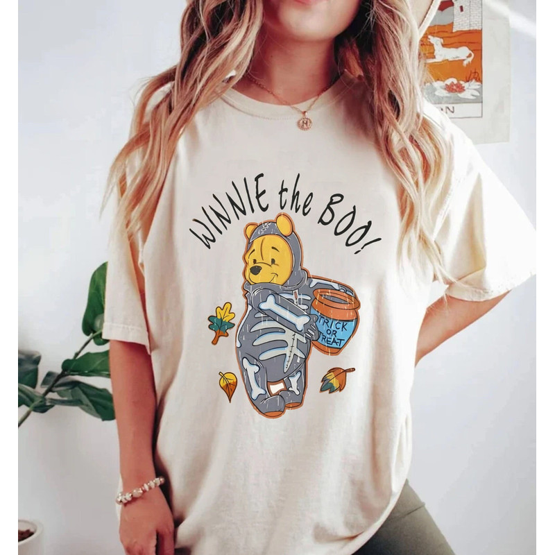 Winnie The Pooh Halloween Comfort ColorsĀ® Shirt, Pooh Skeleton Shirt, Pooh Trick Or Treat, Disney Spooky Shirt, Disney Halloween Party Shirt - 1.jpg