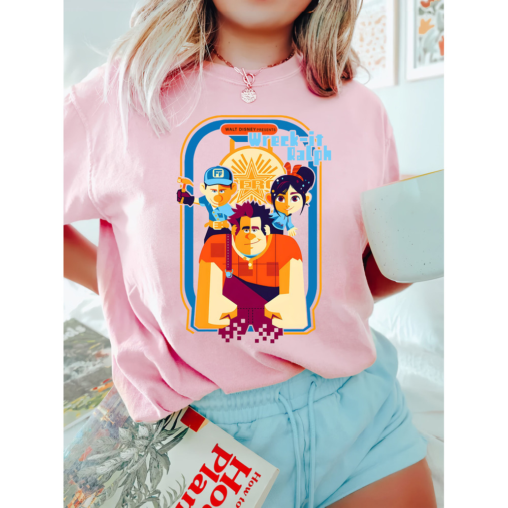 Watercolor Disney Wreck-It Ralph Comfort Color Shirt, Disney Ralph, Felix and Vanellope T-Shirt, Disneyland Girl Trip 2023 Tee, Disney Gift - 4.jpg