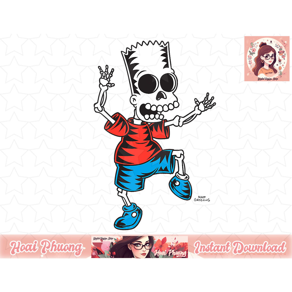 The Simpsons Bart Skeleton Treehouse of Horror Halloween png, instant download.jpg