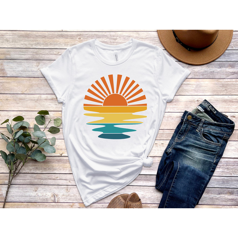 Retro Sunset Rays Wavy Shirt, Vintage Shirt, Retro Sunshine Shirt, Sun Rays Tee, Beachy Vibes Tee, Retro Summer Time , Sunset Tshirt - 5.jpg