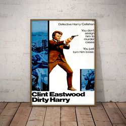 dirty harry poster, movie poster, film poster, wall art, wall decor, prints, home decor, harry callahan, fury