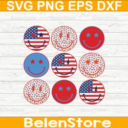 4th of july faces svg, independence day svg, patriotic gift svg, cricut, svg files, cut file, dxf, png, svg, digital