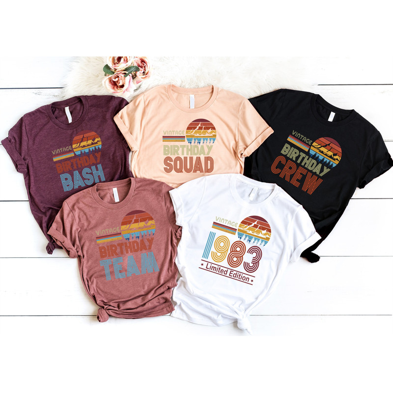 Vintage 1983 Shirt,40th Birthday Group Party Shirts,Custom Group Matching Birthday T-Shirt,Personalize Birthday Party Group T-Shirts - 1.jpg