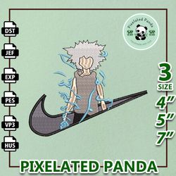 nike killua embroidery design file, hunter x hunter anime embroidery design, machine embroidery design file, instant dow